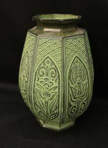 ジャンク 青銅器 花瓶 壺 花器 インテリア アンティーク レトロ 銘あり