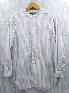 MOJITO モヒート 2061-1101 CLARENCE SHIRTS クラレンスシャツ ノーカラー 長袖シャツ ストライプ サイズ M ホワイト × ブルー 店舗受取可