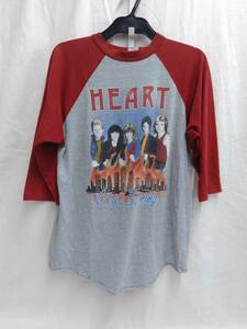 [80s] HEART PRIVATE AUDRTION TOUR 82 ハート ツアー ラグラン バンド Tシャツ レッド グレー ヴィンテージ 古着 プリント 店舗受取可