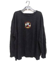 MICKEY UNLIMITED ミッキーアンミテッド メンズ 長袖Tシャツ ロンT 黒 ブラック USA製 刺繍 店舗受取可