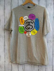 STUSSY ステューシー メンズ Lサイズ グレー 半袖Tシャツ 90s-00s メキシコ製シャネルロゴTee OLD STUSSY ブランド 人気 ヴィンテージ 古着