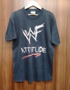 メンズ古着 WWF ATTITUDE 半袖Tシャツ ブラック サイズ記載無し 使用感有り