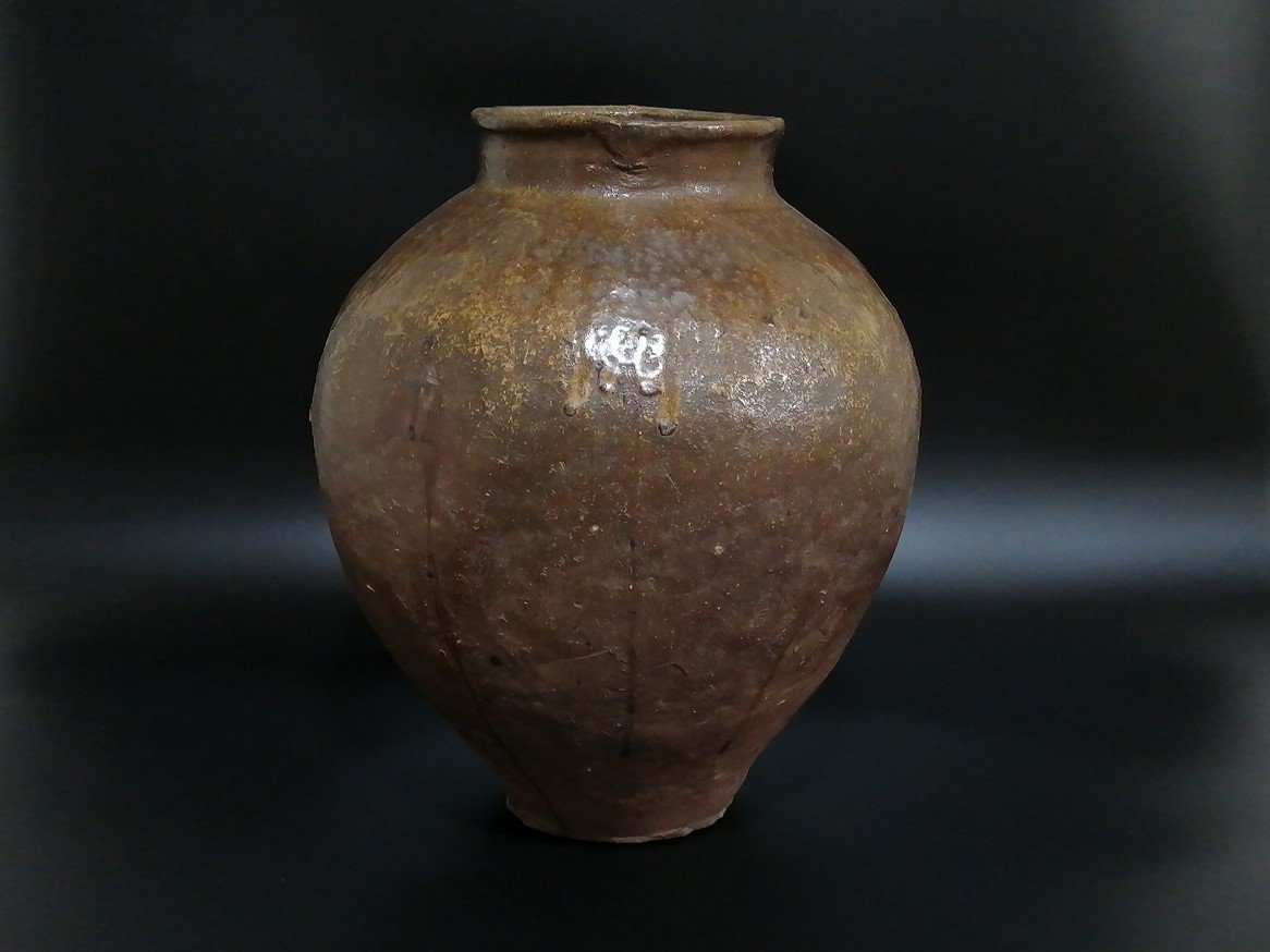 在庫僅少】 珍サイズ!古常滑焼 自然釉 壷(高21cm) 工芸品 - www