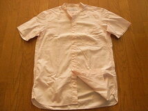 ユナイテッドアローズ　グリーンレーベル　かっこいい半袖ドレスシャツ　サーモンピンク系　サイズS_画像1