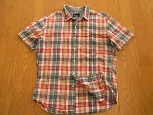 TKミクスパイス（タケオキクチ）かっこいい半袖ドレスシャツ　レッド＆ネイビー系　チェック　サイズM