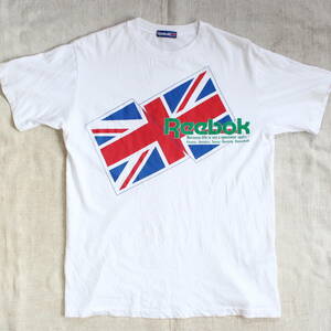 1990s Reebok リーボック ロゴ ヴィンテージ Tシャツ 古着L イギリス 国旗 アメリカ USA ヨガ UK オールド プリント ランニング スポーツ