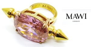 新品 美品【MAWIマウィ】正規販売 ゴールド クリスタル PINKリング 12号 R5209007 ヨーロッパ雑貨　アクセサリー　指輪　豪華　おしゃれ
