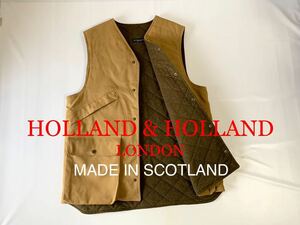 極上 英国王室御用達 HOLLAND & HOLLAND ダック ウール ハンティングベスト スコットランド製 L VEST 銃砲 狩猟 HOLLAND&HOLLAND LONDON