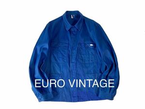 使用感無 ドイツ製 ワークジャケット カバーオール ビンテージ ユーロ ワーク VINTAGE EURO フレンチ サイズ50 インクブルー ヨーロピアン