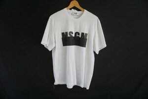 【即決】MSGM エムエスジーエム メンズ 半袖Tシャツ ロゴ 白 サイズ:M イタリー製【768730】