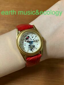 【 アースミュージック&エコロジー 】ディズニーコラボ　腕時計　ミニー　レッド　レディースファッション