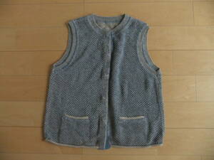 Lelian レリアン ニット ベスト 100%cotton KNIT VEST blue grey beige