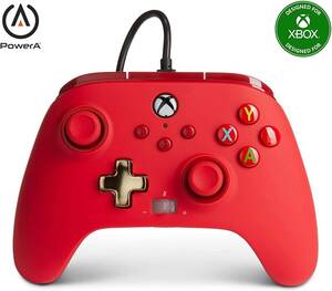 【新品】パワーエー 拡張有線 ゲーム コントローラー ゲームパッド 赤 Xbox Series X|S, Xbox One - Xbox Series X