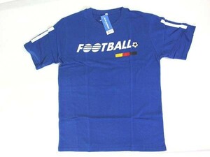 ●新品/未使用/ブルーサポート★BLUE SUPPORT★『FOOT BALL』プリント半袖Tシャツ F 青 サッカー ③