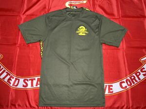 中古美品　made in USA USMC second recruit trainning battalion fighting fox company DRI Tシャツ AUGUSTA製 Sサイズ　OD