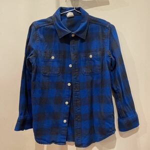 used☆babygap☆フランネルシャツ　ブルー&ブラック　チェック　110