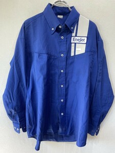 e Neos /ene jet long sleeve shirt blue | blue L size rare uniform Uni Home company member . industry member gasoline stand maintenance G1229