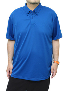 【新品】 5L ロイヤルブルー ポロシャツ メンズ 大きいサイズ ドライ メッシュ 吸汗速乾 無地 ボタンダウン 半袖シャツ