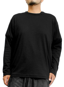 【新品】 3L ブラック 長袖Tシャツ メンズ 大きいサイズ 無地 スムース クルーネック カットソー