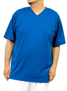【新品】 5L ロイヤルブルー Tシャツ メンズ 大きいサイズ 半袖 吸汗速乾 ドライ メッシュ UVカット 無地 Vネック カットソー