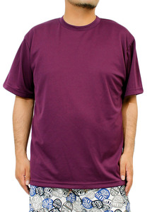 【新品】 4L パープル Tシャツ メンズ 大きいサイズ 半袖 吸汗速乾 ドライ メッシュ UVカット 無地 クルーネック カットソー