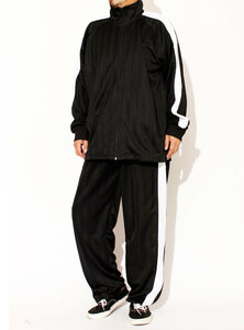 [ new goods ] 4L black × white jersey men's large size setup top and bottom sport wear 