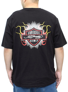 【新品】 3L ブラック エドハーディーEd Hardy Tシャツ メンズ 大きいサイズ 半袖 ロゴ デザイン プリント クルーネック カットソー