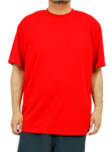 【新品】 5L レッド Tシャツ メンズ 大きいサイズ 半袖 吸汗速乾 ドライ メッシュ UVカット 無地 クルーネック カットソー_画像1