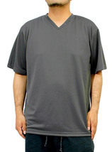 【新品】 5L ダークグレー Tシャツ メンズ 大きいサイズ 半袖 吸汗速乾 ドライ メッシュ UVカット 無地 Vネック カットソー_画像1
