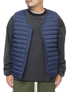 [ new goods ] 3L navy inner down vest men's large size light weight V neck light down jacket 