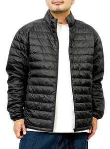 【新品】 3L ブラック ダウンジャケット メンズ 大きいサイズ リアルダウン 軽量 薄手 スタンド ジャケット