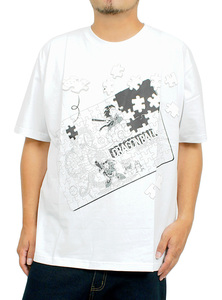 【新品】 4L ホワイト DRAGONBALL(ドラゴンボール) 半袖 Tシャツ メンズ 大きいサイズ キャラクター 立体 パズル