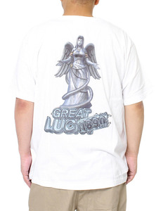 【新品】 4L ホワイト 海物語 半袖 Tシャツ メンズ 大きいサイズ パチンコ グレートラッキー プリント クルーネック カット