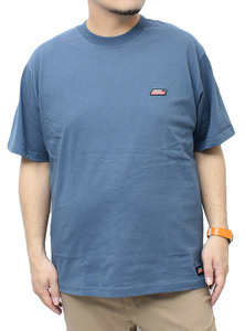 【新品】 4L ブルー [GENUINE Dickies] 半袖 Tシャツ メンズ 大きいサイズ ロゴ 刺繍 ワッペン プリント