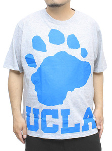 【新品】 4L ライトグレー UCLA ユーシーエルエー 半袖 Tシャツ メンズ 大きいサイズ ロゴ クマ プリント クルーネック