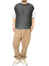 【新品】 4L チャコール ベスト 半袖 Tシャツ メンズ 大きいサイズ フェイクレイヤード 鹿の子 ワッフル クルーネック カットソー_画像2