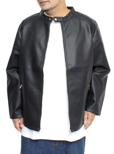 【新品】 4L ブラック レザージャケット メンズ 大きいサイズ PUレザー シングル ライダースジャケット