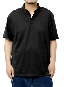 【新品】 3L ブラック ポロシャツ メンズ 大きいサイズ ドライ メッシュ 吸汗速乾 無地 ボタンダウン 半袖シャツ
