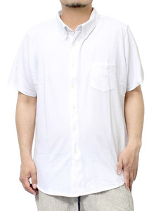 【新品】 XL ホワイト 半袖シャツ メンズ 大きいサイズ 吸汗速乾 UVカット 消臭 抗菌テープ付き 鹿の子 カジュアルシャツ