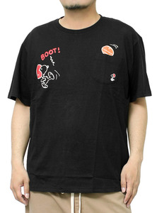 【新品】 3L ブラック PEANUTS(ピーナッツ) 半袖 Tシャツ メンズ 大きいサイズ SNOOPY スヌーピー ポケット付き プリント カットソー