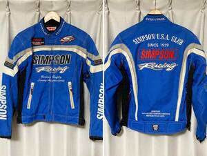 【SIMPSON】Racing 肩・肘・背パッド入り ワッペン・刺繍・プレート ロゴデザイン バイカーレーシング メッシュジャケット M シンプソン