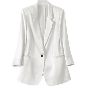  jacket 7 minute sleeve thin lady's casual business suit office formal beautiful . adult Mrs. commuting 3XL size white 
