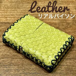 [ original leather ] zippo for leather case leather case real python leather lime green 