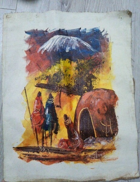 アフリカ　ケニア絵画　ペイント　マサイ