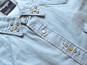 新品 Lサイズ Wrangler US ORIGINAL 127MW DENIM WESTERN SHIRTS VINTAGE WASH ラングラー デニム ウエスタンシャツ スタッズ