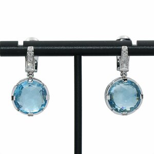 *Y1014 super-beauty goods!! BVLGARY K18WG cocktail pa Len tesi blue topaz diamond earrings BVLGARI lady's *