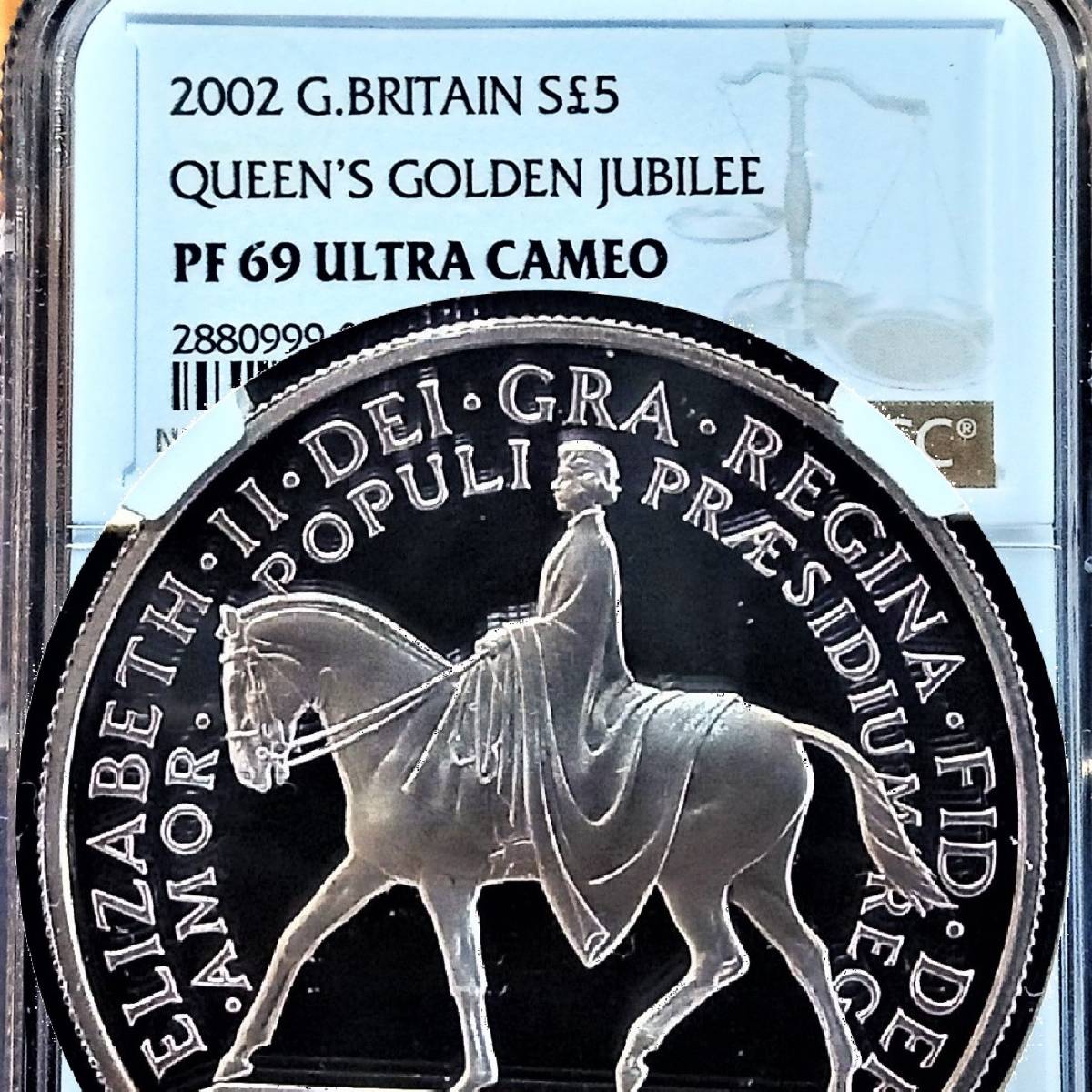 イギリス銀貨 2002 5ポンドNGC PF70UC 38.62mm 最高鑑定-
