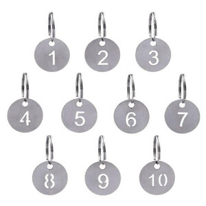  stainless steel door number tag number . key Laverda g key ring attaching 23mm middle empty number tag key chain number attaching key ring 1~10 number 