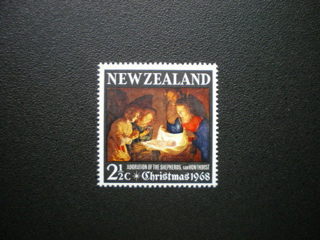 Veröffentlicht in Neuseeland: Gerard van Honthorst, Gemälde „Anbetung der Hirten, Weihnachtsstempel, 1. Klasse, komplett, unbenutzt, Antiquität, Sammlung, Briefmarke, Postkarte, Ozeanien