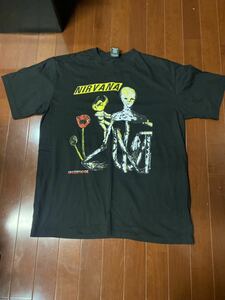 NIRVANA T-shirt black niruva-na size XL KURT COBAIN T-shirt band T-shirt Cart ko bar nUSA made 